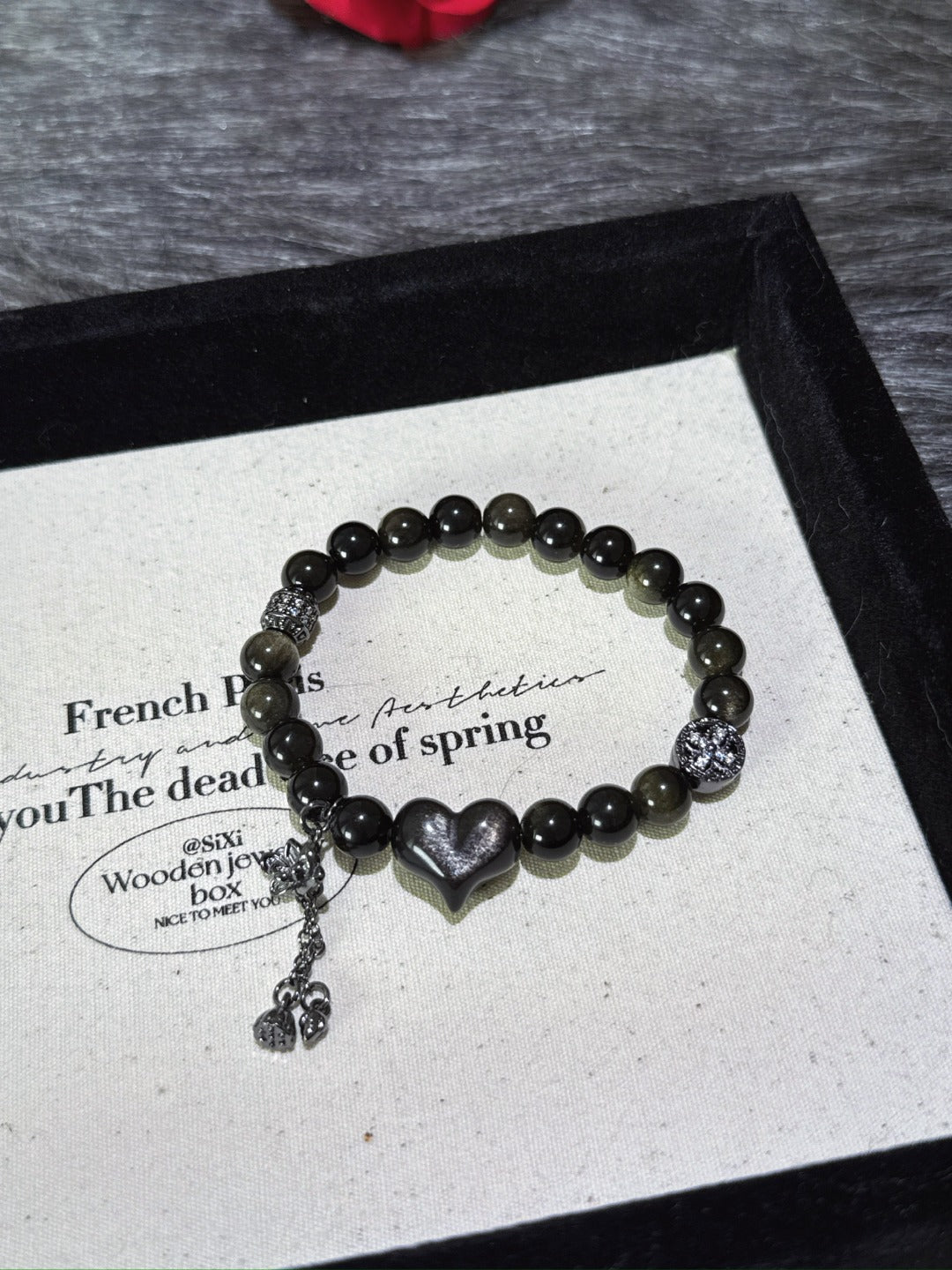 ▫️▪️ Gold obsidian silver obsidian bracelet